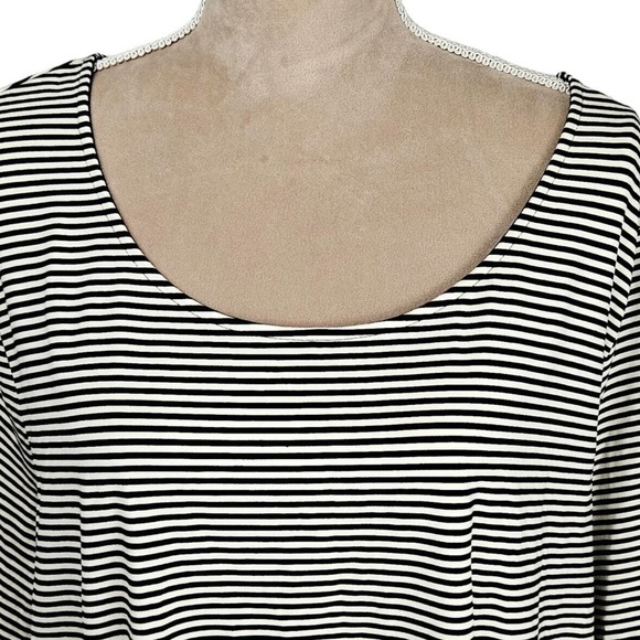 Talbots‎ Womens Sz 3x Top Black/ White Striped Short Sleeve TShirt Casual Basic - Picture 2 of 7